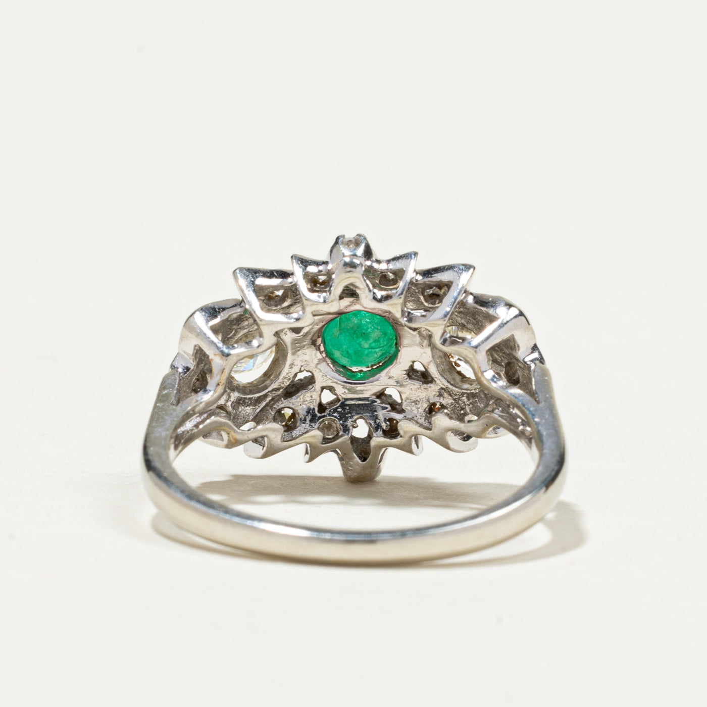 Emerald & Diamond Cluster Cocktail Ring | 0.24ct, 0.59ctw | SZ 5.75