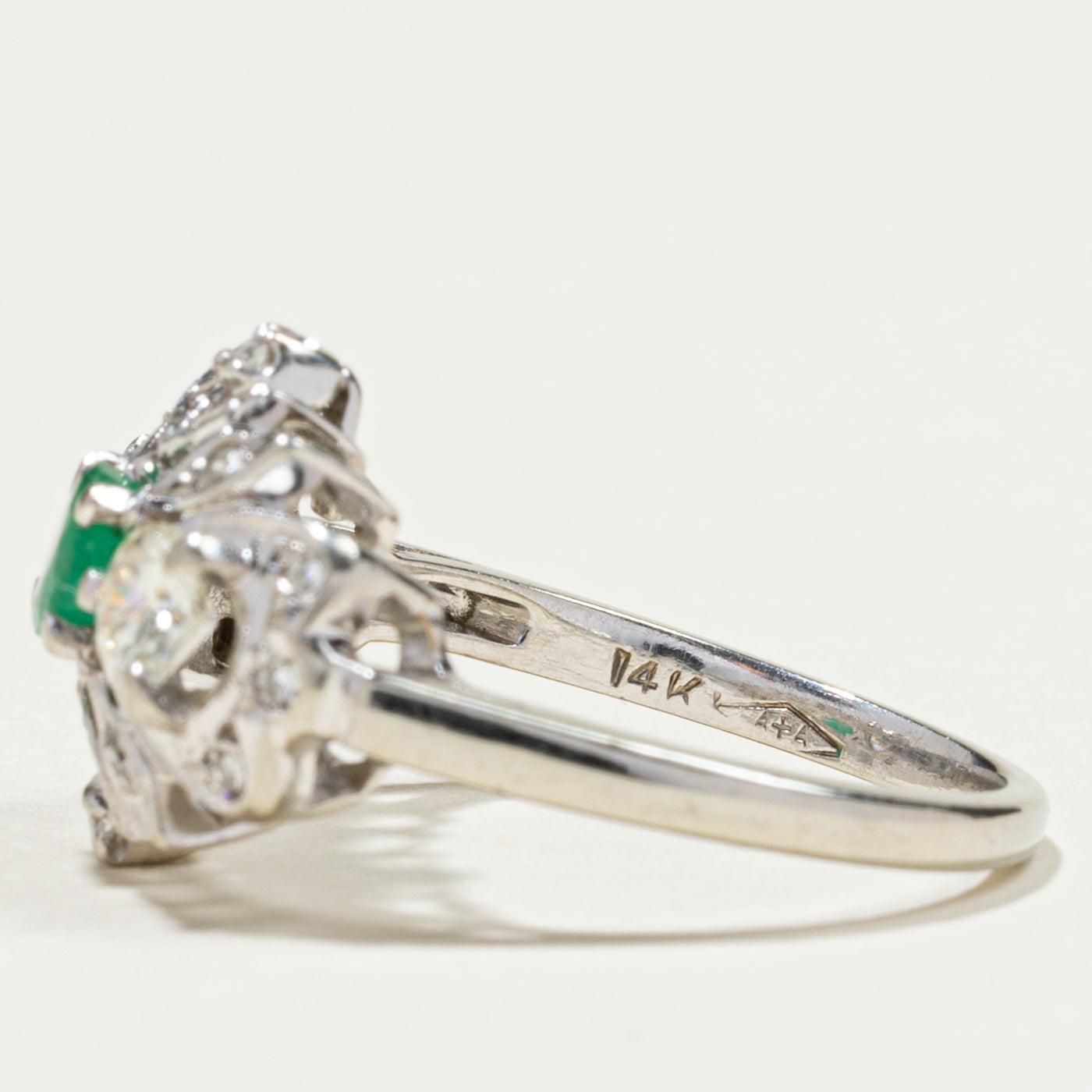 Emerald & Diamond Cluster Cocktail Ring | 0.24ct, 0.59ctw | SZ 5.75