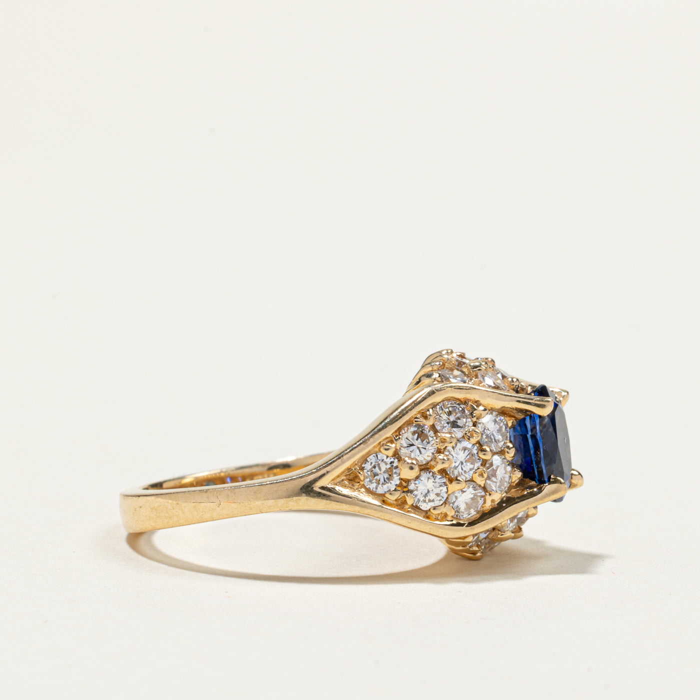 Sapphire & Diamond Cluster Dome Ring | 1.14ct, 1.43ctw | SZ 5.75