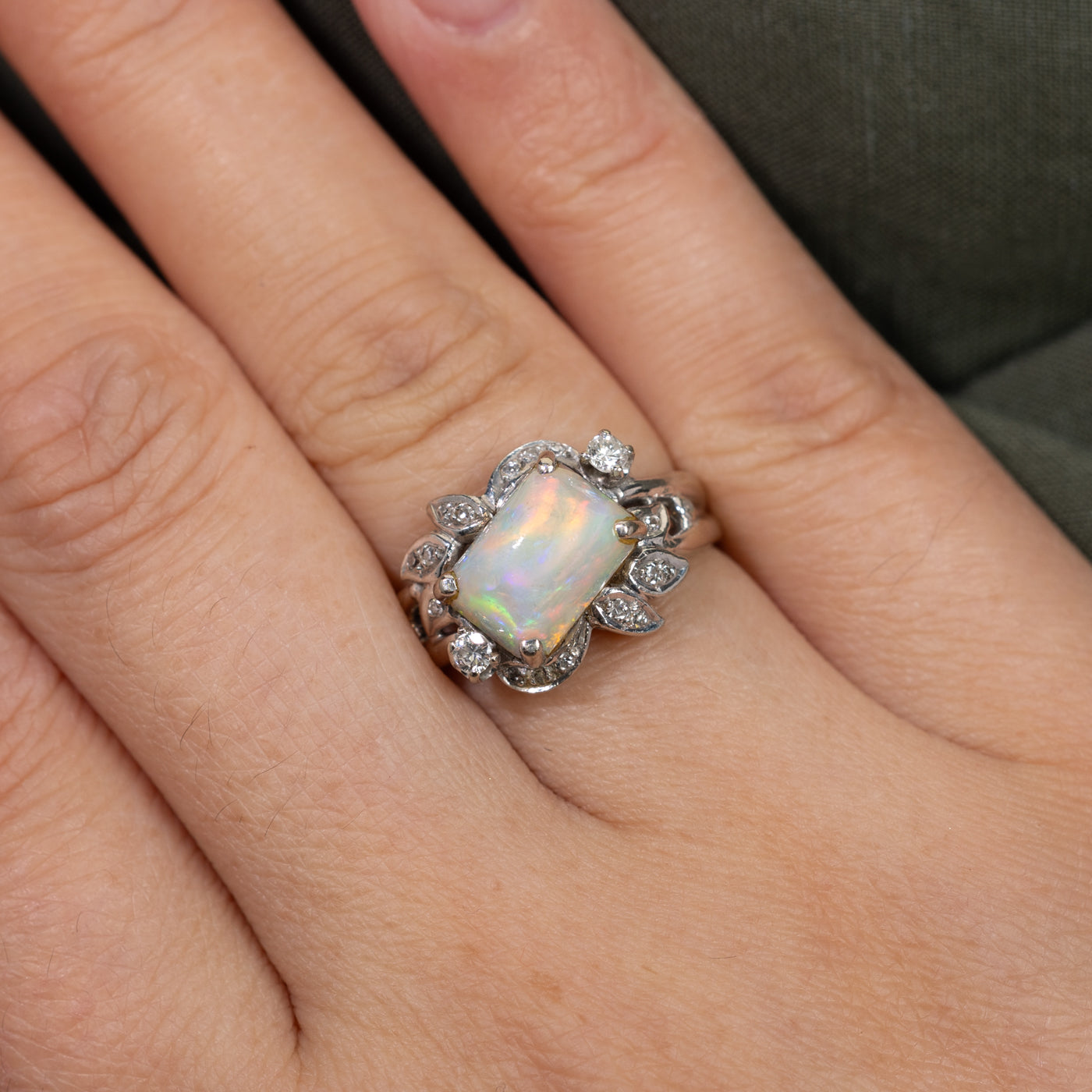 Semi Black Opal & Diamond Cocktail Ring | 2.45ct, 0.22ctw | SZ 6
