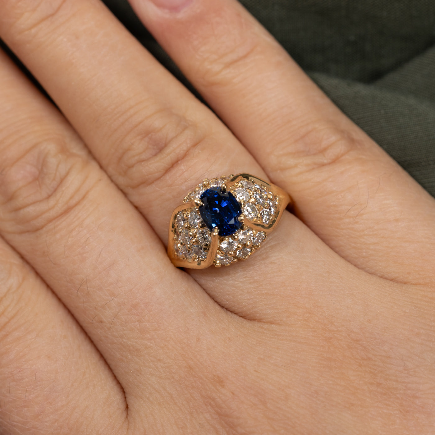 Sapphire & Diamond Cluster Dome Ring | 1.14ct, 1.43ctw | SZ 5.75