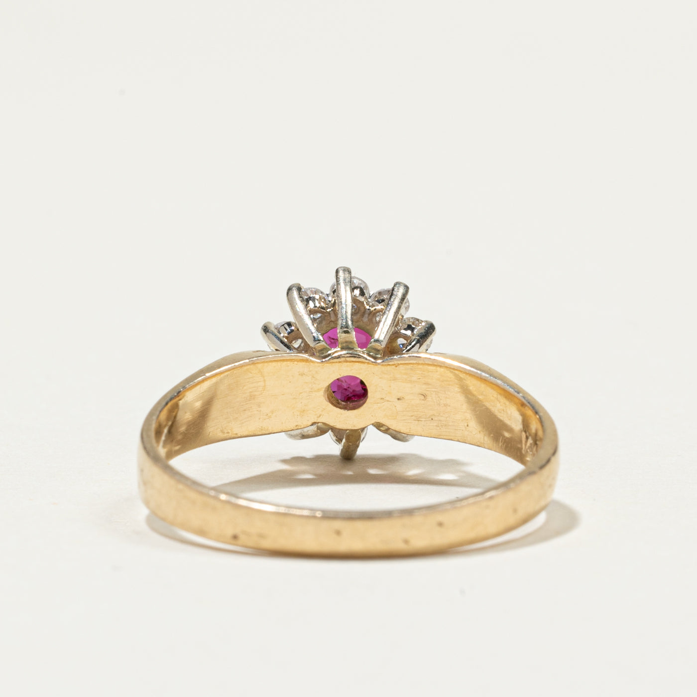 Oval Cut Ruby & Diamond Petal Ring | 0.61ct, 0.29ctw | SZ 7.75