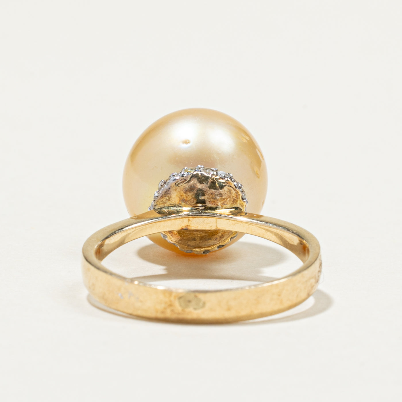 Golden South Sea Pearl & Diamond Ring | 0.12ctw | SZ 5.5