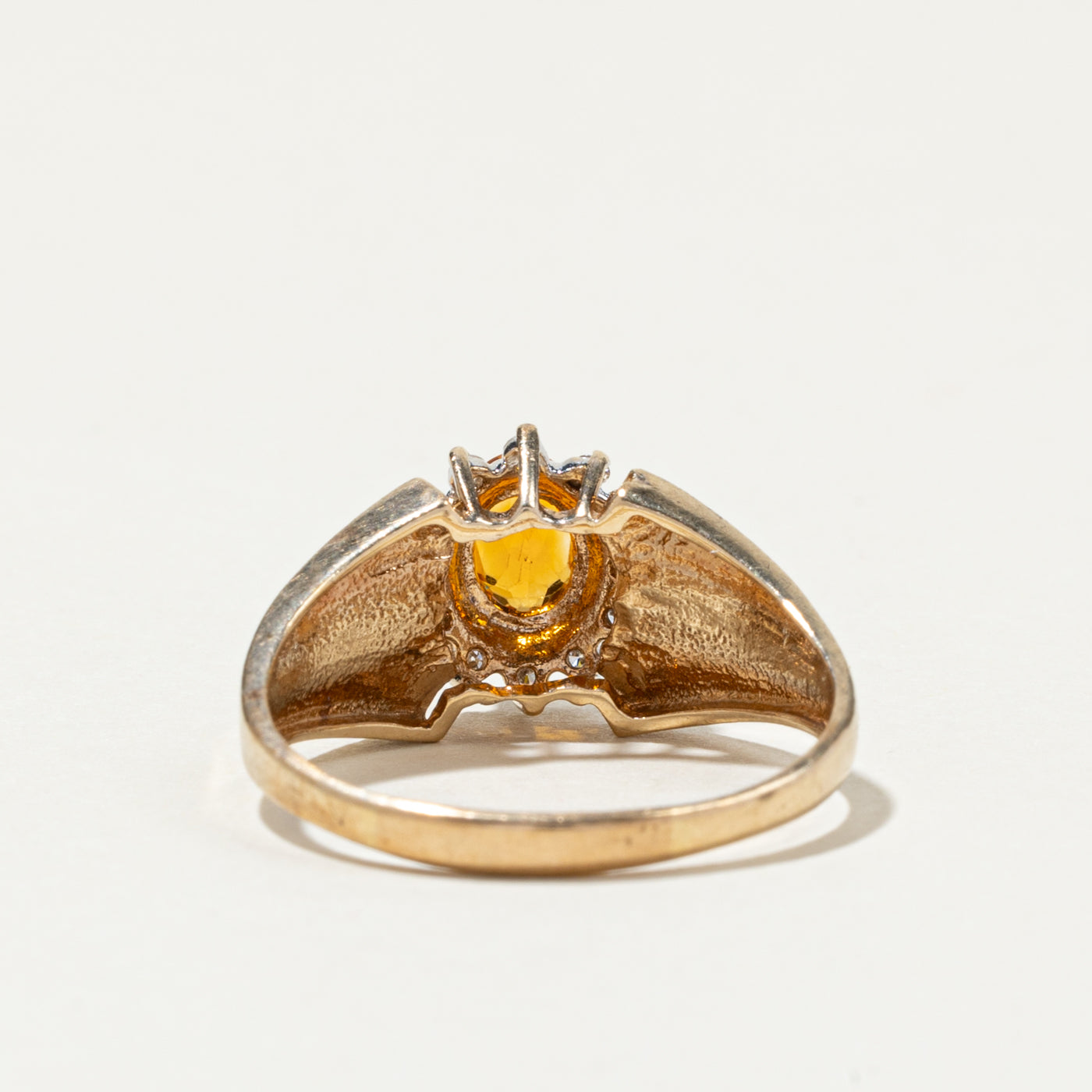 Oval Cut Citrine & Diamond Tapered Petal Ring | 0.70ct, 0.10ctw | SZ 10.75