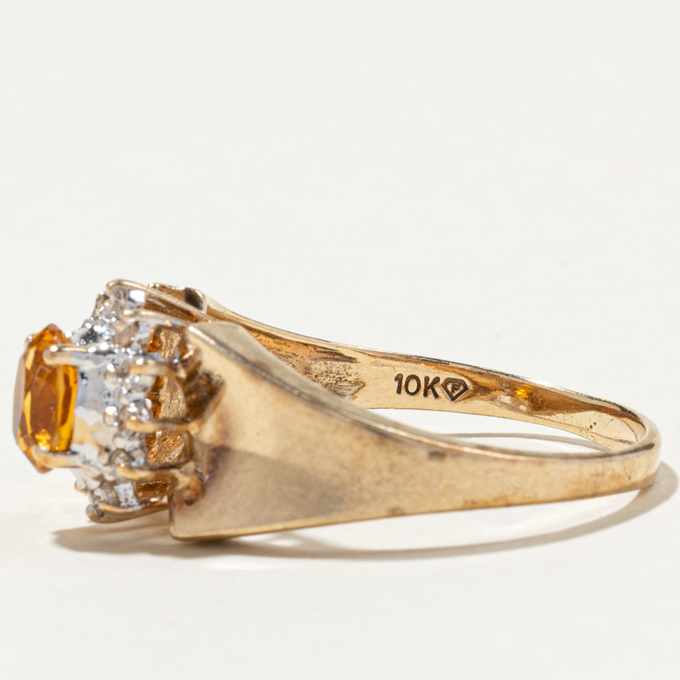 Oval Cut Citrine & Diamond Tapered Petal Ring | 0.70ct, 0.10ctw | SZ 10.75