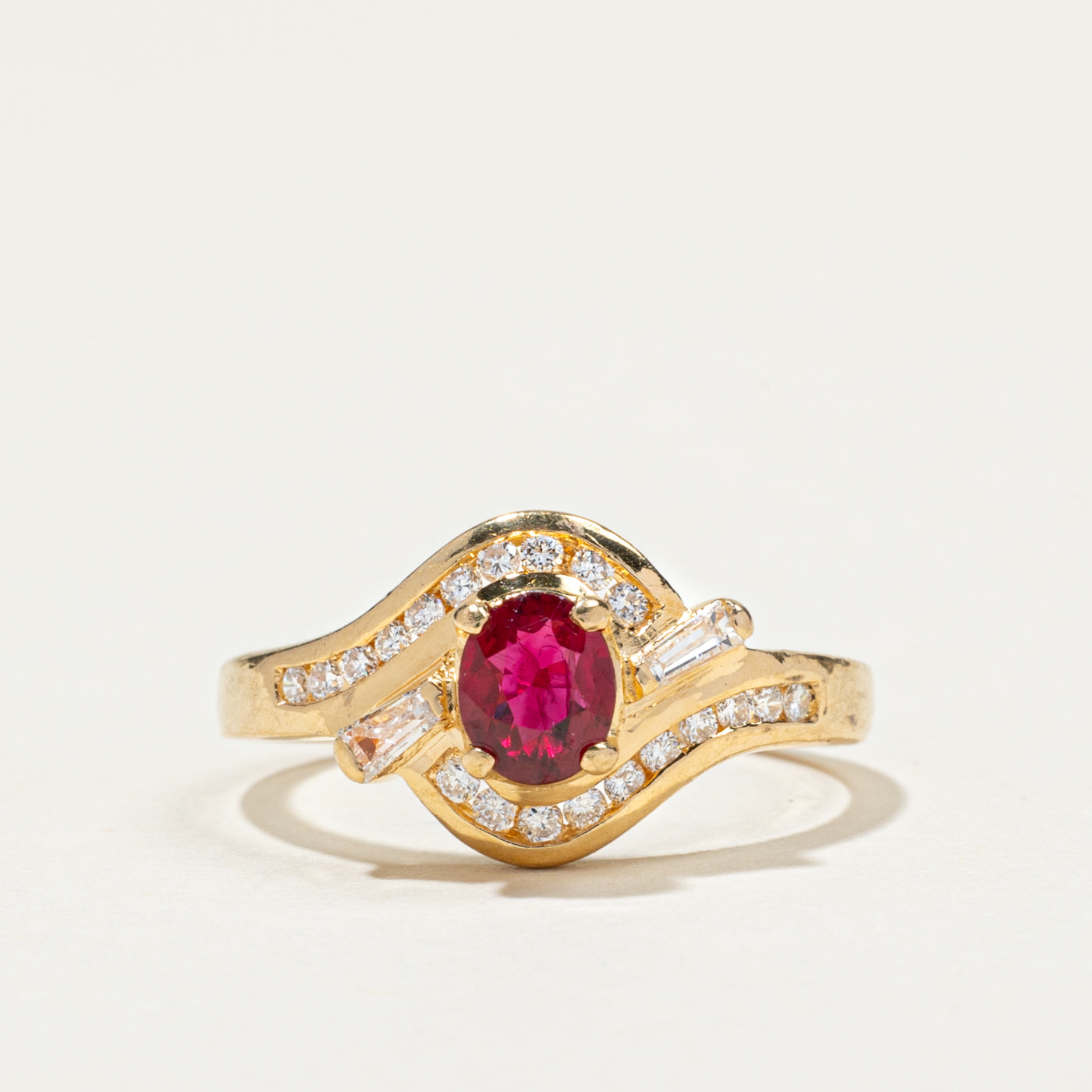 Oval Cut Ruby & Diamond Accented Ring | 0.49ct, 0.31ctw | SZ 5.5