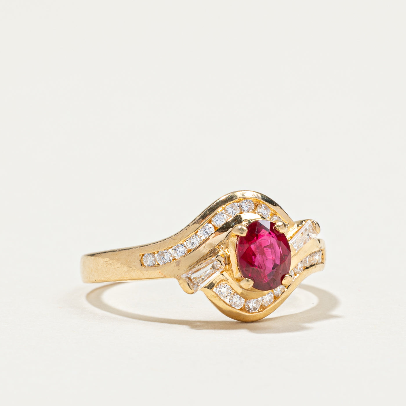 Oval Cut Ruby & Diamond Accented Ring | 0.49ct, 0.31ctw | SZ 5.5