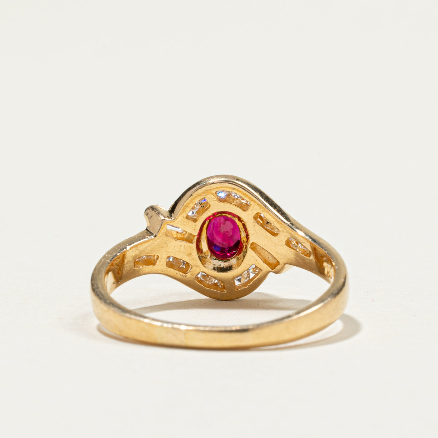 Oval Cut Ruby & Diamond Accented Ring | 0.49ct, 0.31ctw | SZ 5.5