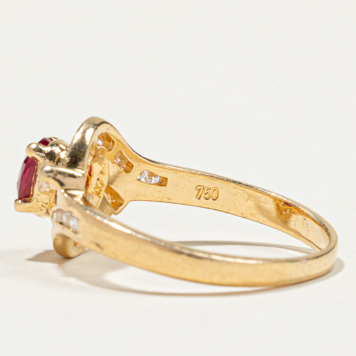 Oval Cut Ruby & Diamond Accented Ring | 0.49ct, 0.31ctw | SZ 5.5