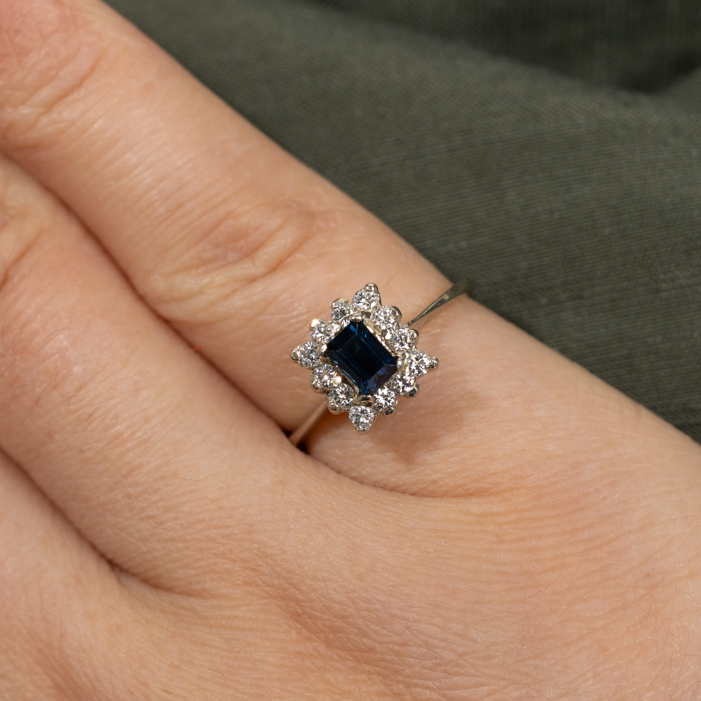 High Set Sapphire & Diamond Petal Ring | 0.50ct, 0.30ctw | SZ 5