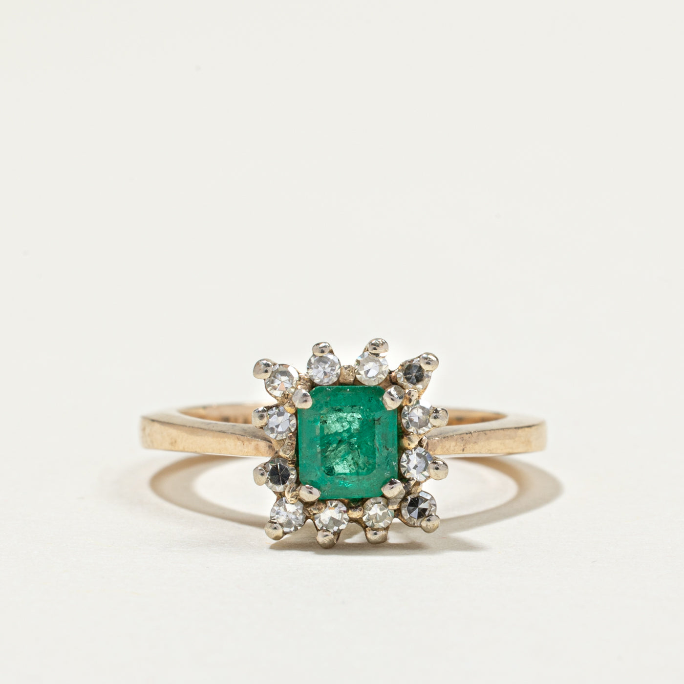 Emerald & Diamond Petal Ring | 0.54ct, 0.22ctw | SZ 5.75