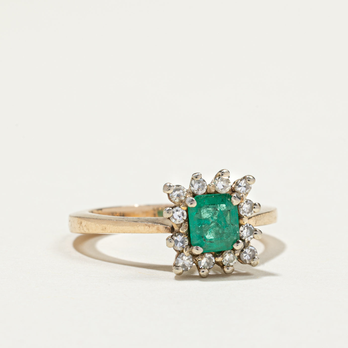 Emerald & Diamond Petal Ring | 0.54ct, 0.22ctw | SZ 5.75