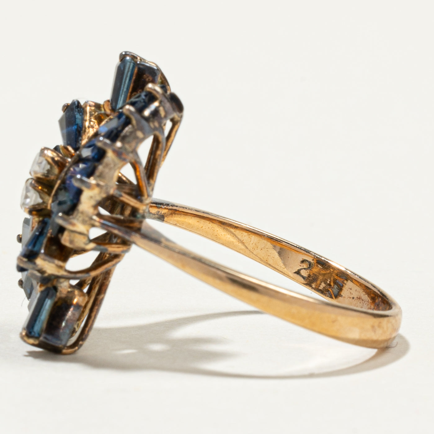 Sapphire & Diamond Cluster Cocktail Ring | 2.42ctw, 0.07ctw | SZ 6.5