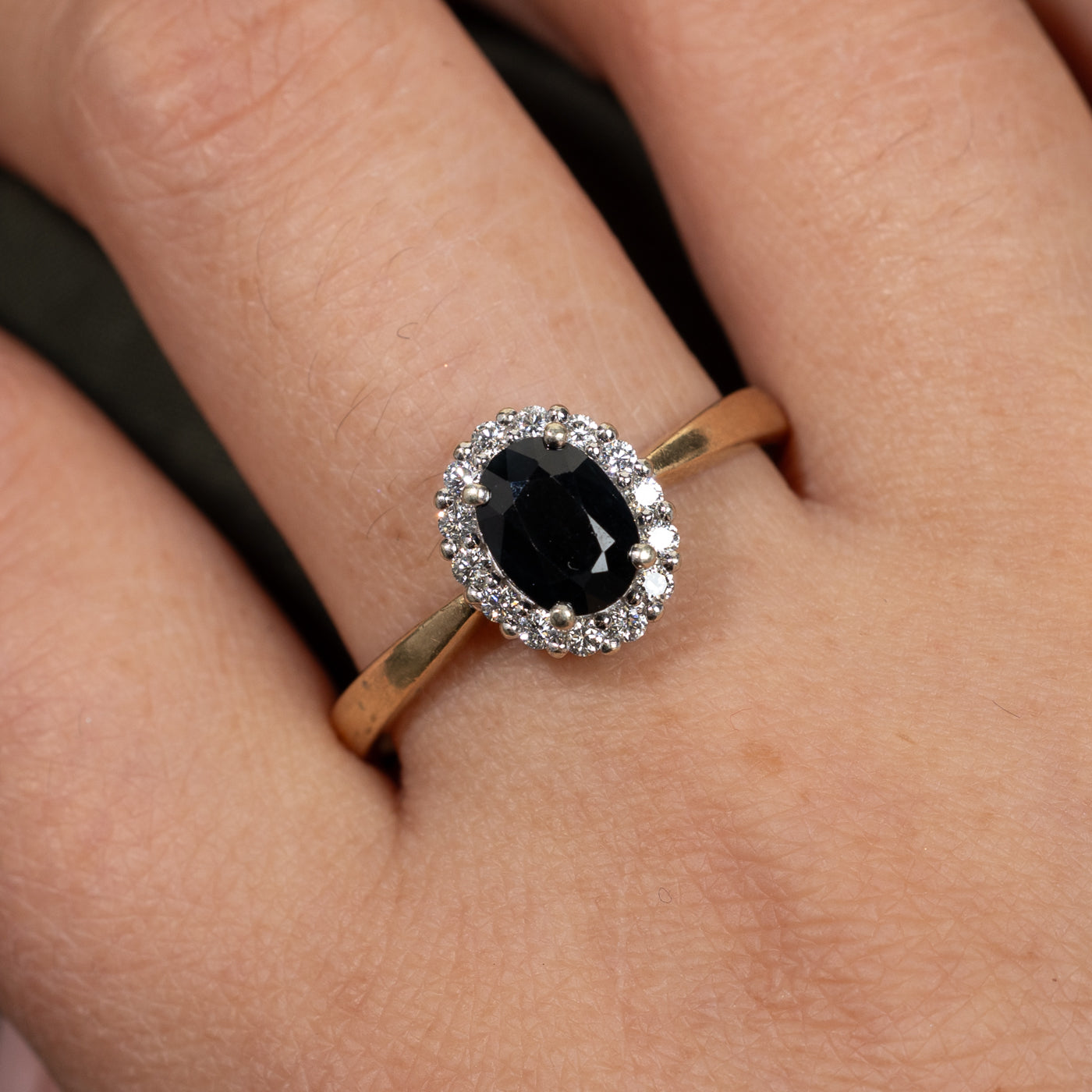 Oval Cut Sapphire & Diamond Halo Ring | 1.65ct, 0.26ctw | SZ 12