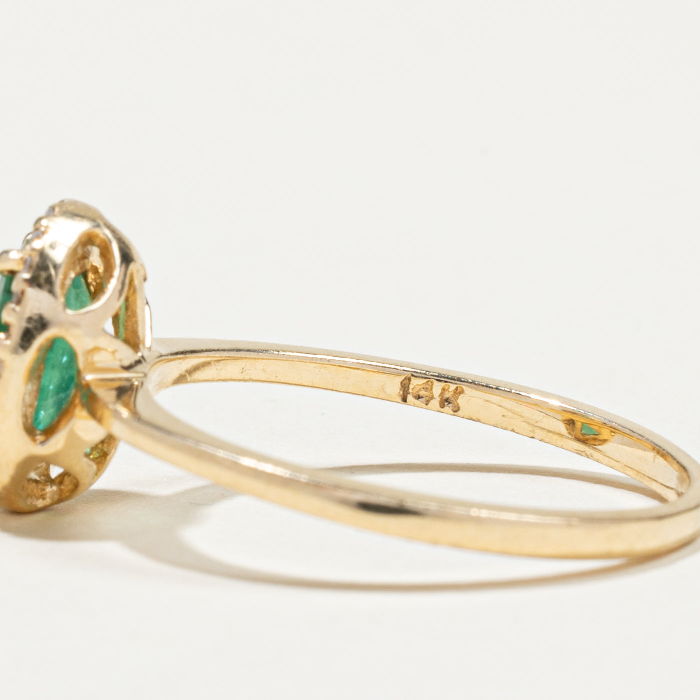 Oval Cut Emerald & Diamond Halo Ring | 1.16ct, 0.10ctw | SZ 7.5