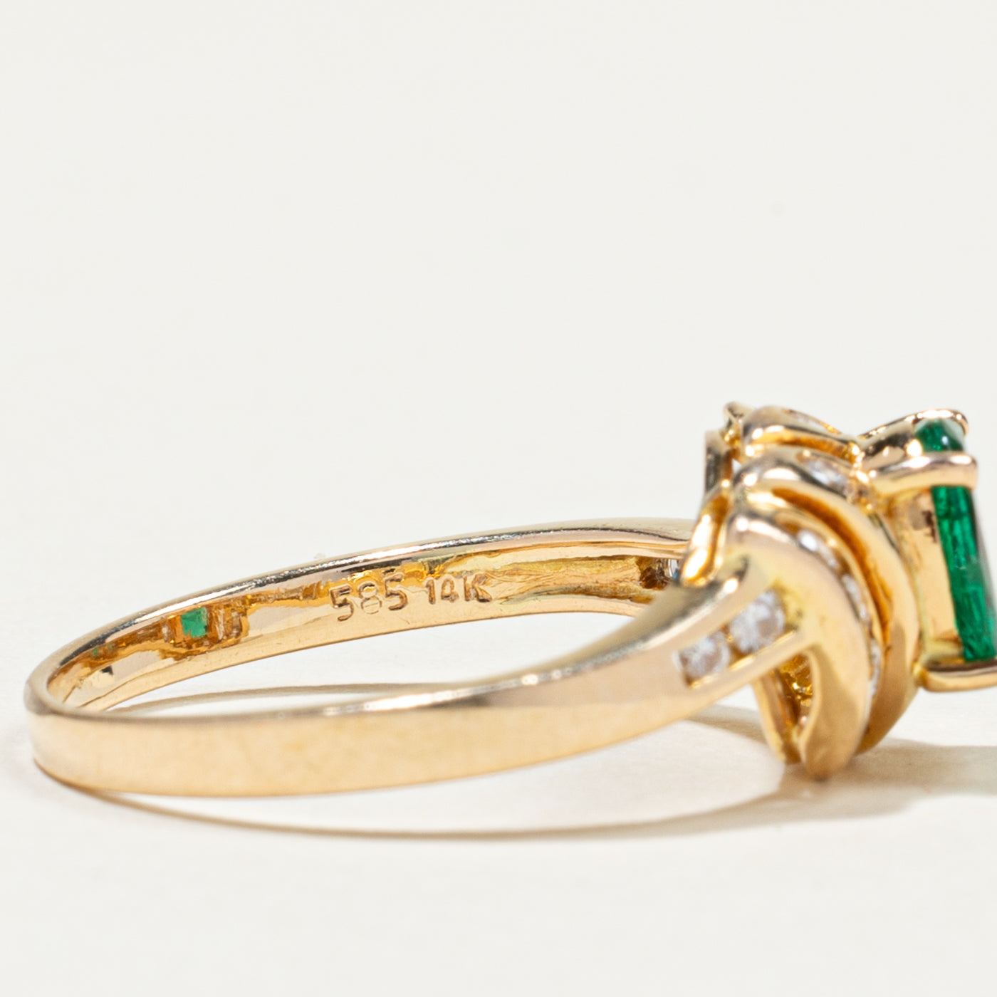 Oval Emerald & Diamond Accented Ring | 0.45ct, 0.24ctw | SZ 6.5
