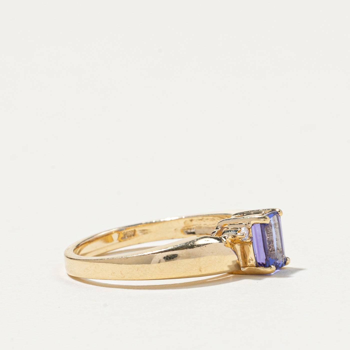 Emerald Cut Tanzanite & Diamond Ring | 0.85ct, 0.03ctw | SZ 6.5