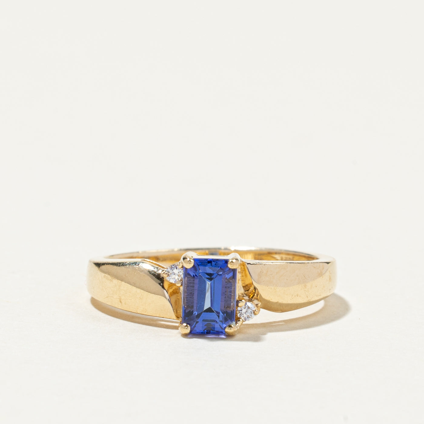 Emerald Cut Tanzanite & Diamond Ring | 0.85ct, 0.03ctw | SZ 6.5