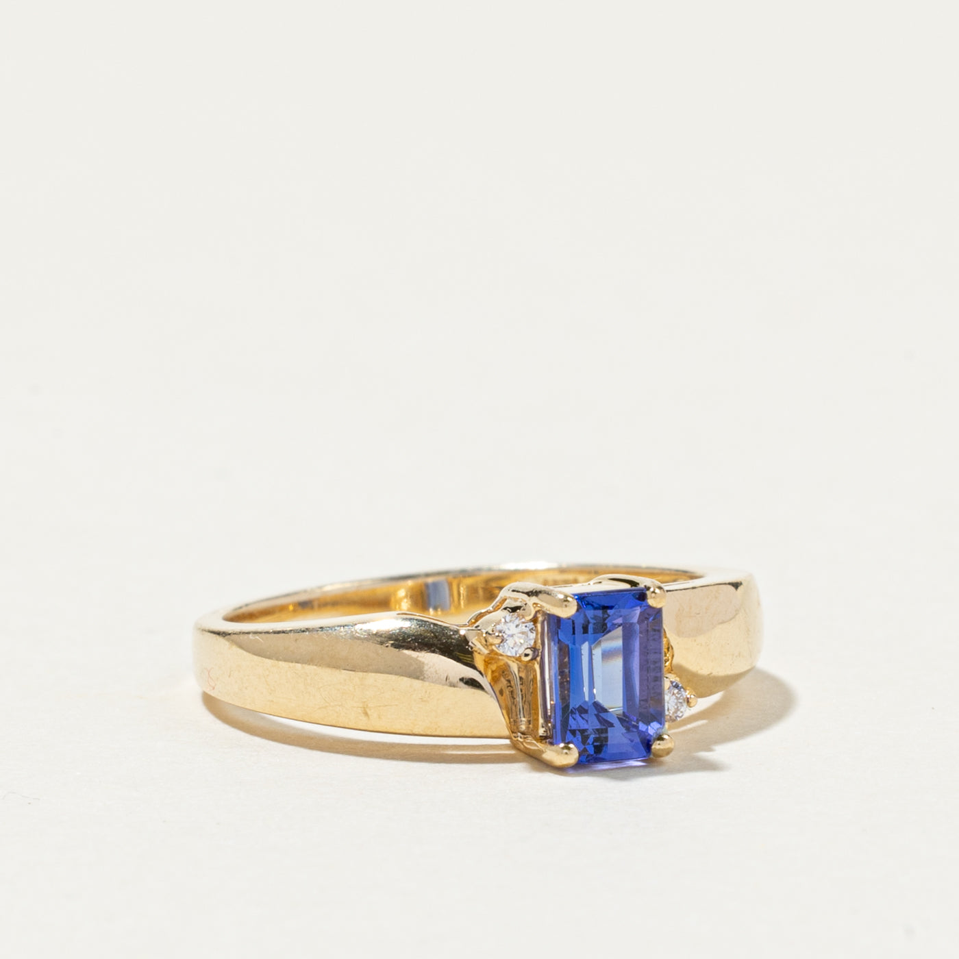 Emerald Cut Tanzanite & Diamond Ring | 0.85ct, 0.03ctw | SZ 6.5