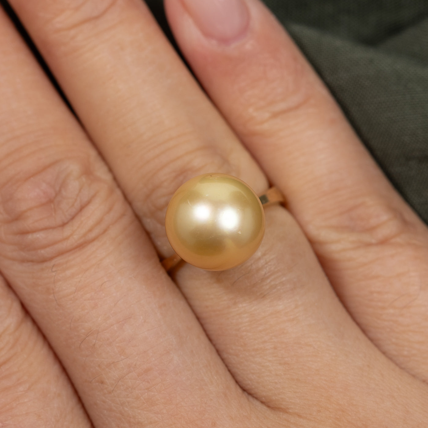Golden South Sea Pearl & Diamond Ring | 0.12ctw | SZ 5.5