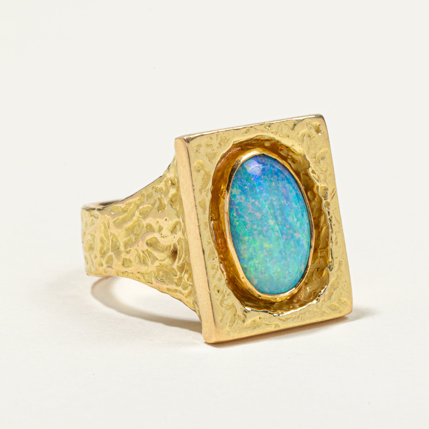 Opal Doublet Textured Cocktail Ring | 3.52ct | SZ 10