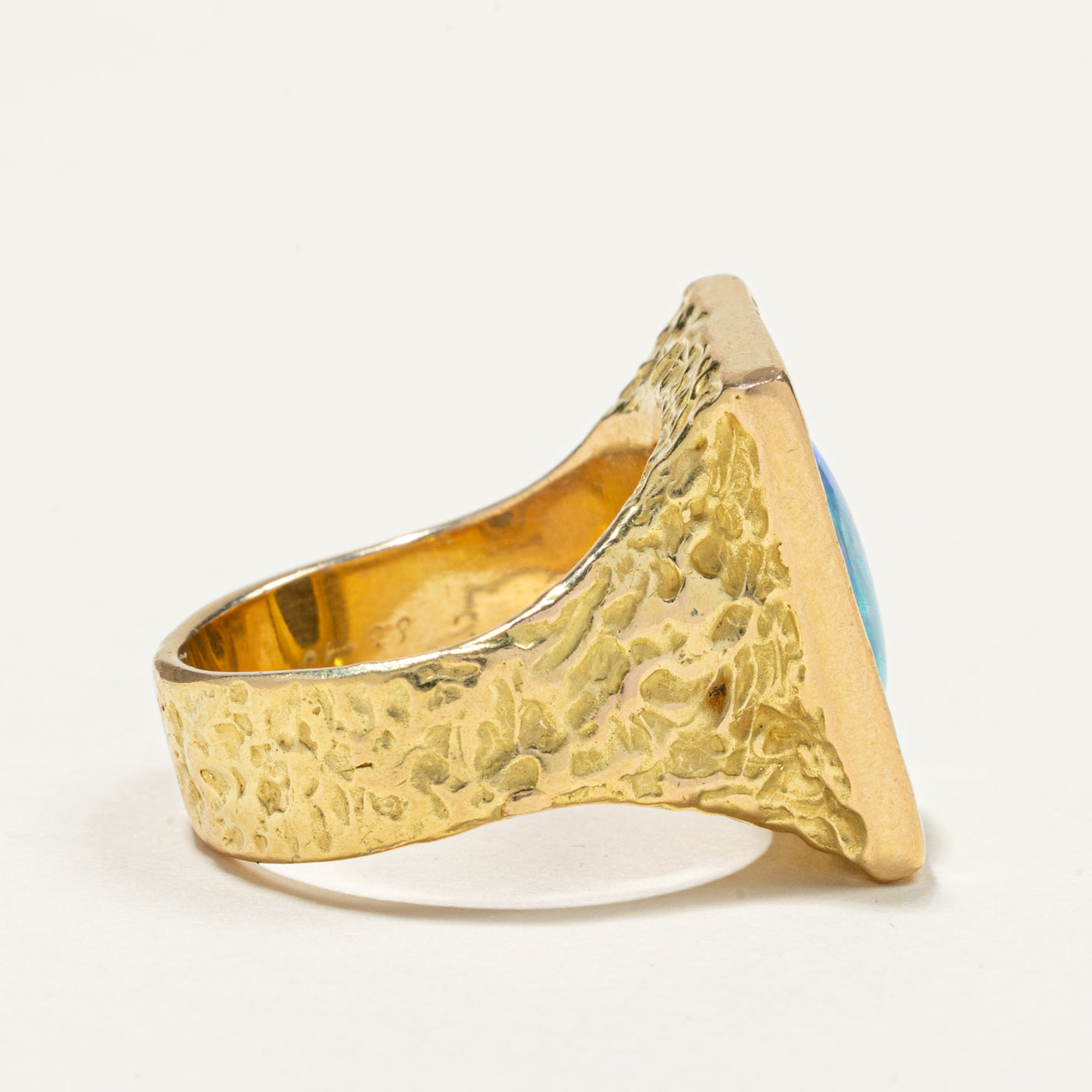 Opal Doublet Textured Cocktail Ring | 3.52ct | SZ 10