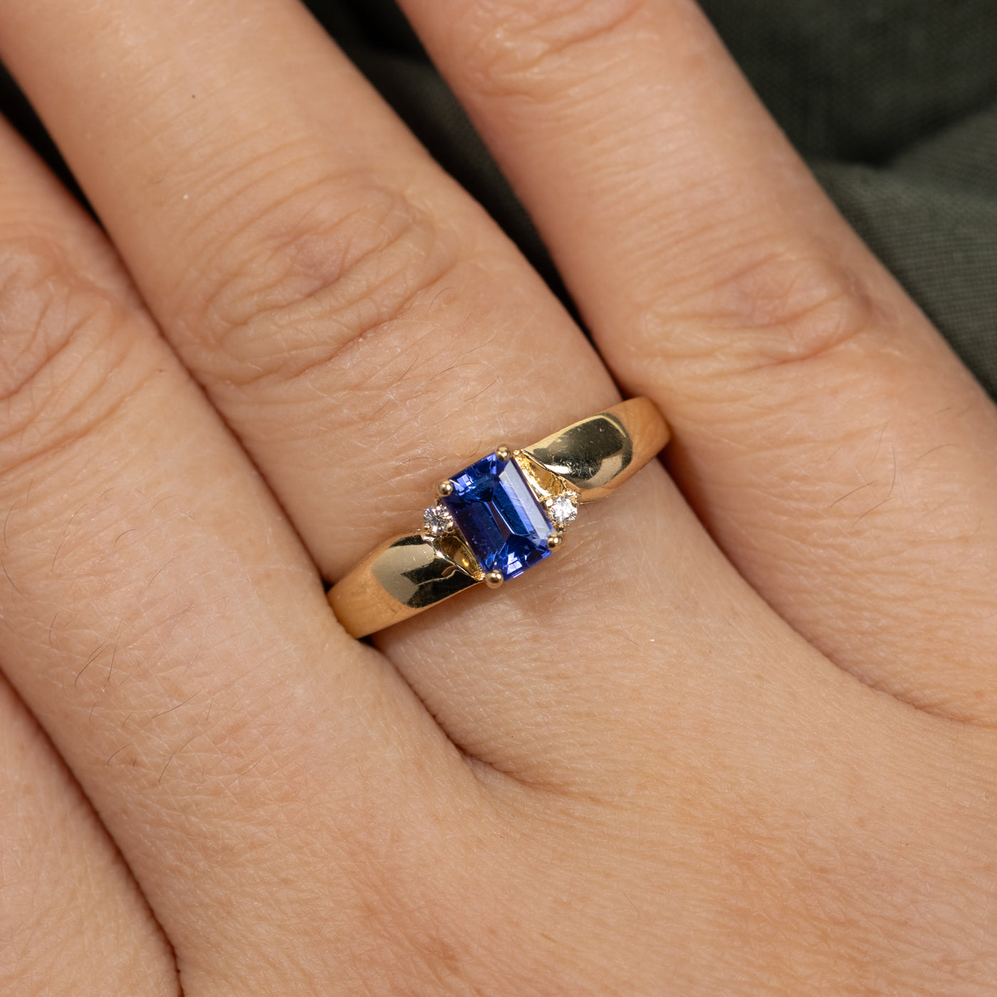 Emerald Cut Tanzanite & Diamond Ring | 0.85ct, 0.03ctw | SZ 6.5
