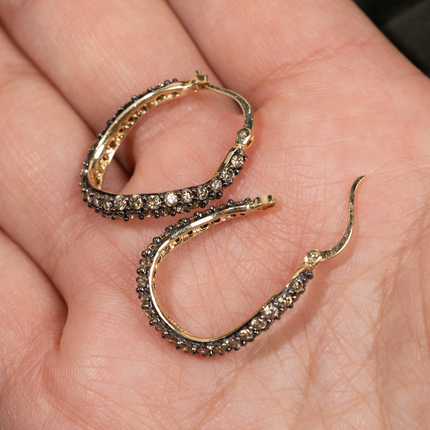 14K Yellow Gold Diamond Wavy Hoop Earrings | 1.98ctw