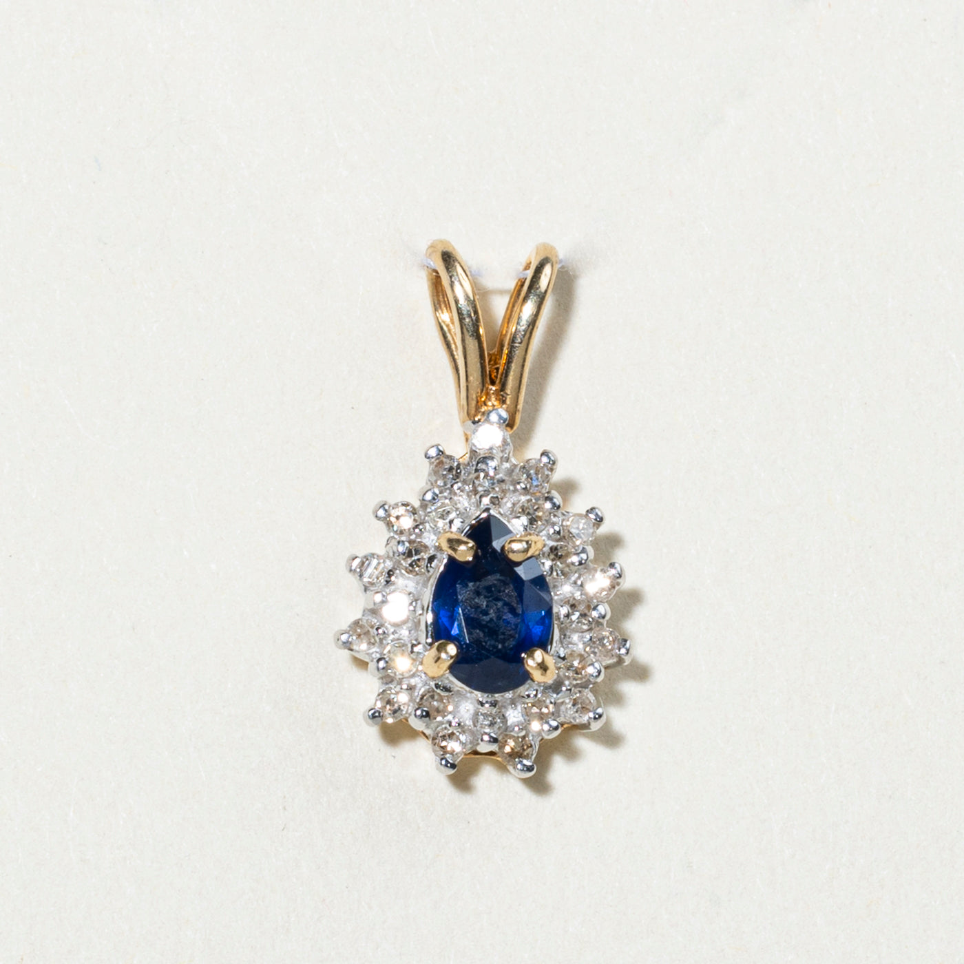 Pear Cut Sapphire & Diamond Petal Pendant | 0.40ctw, 0.18ctw
