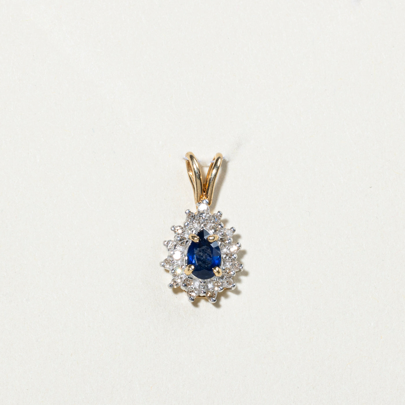 Pear Cut Sapphire & Diamond Petal Pendant | 0.40ctw, 0.18ctw