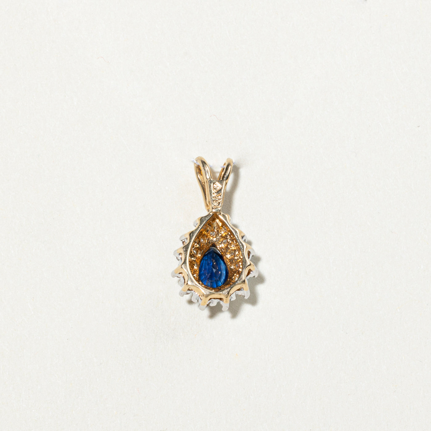 Pear Cut Sapphire & Diamond Petal Pendant | 0.40ctw, 0.18ctw