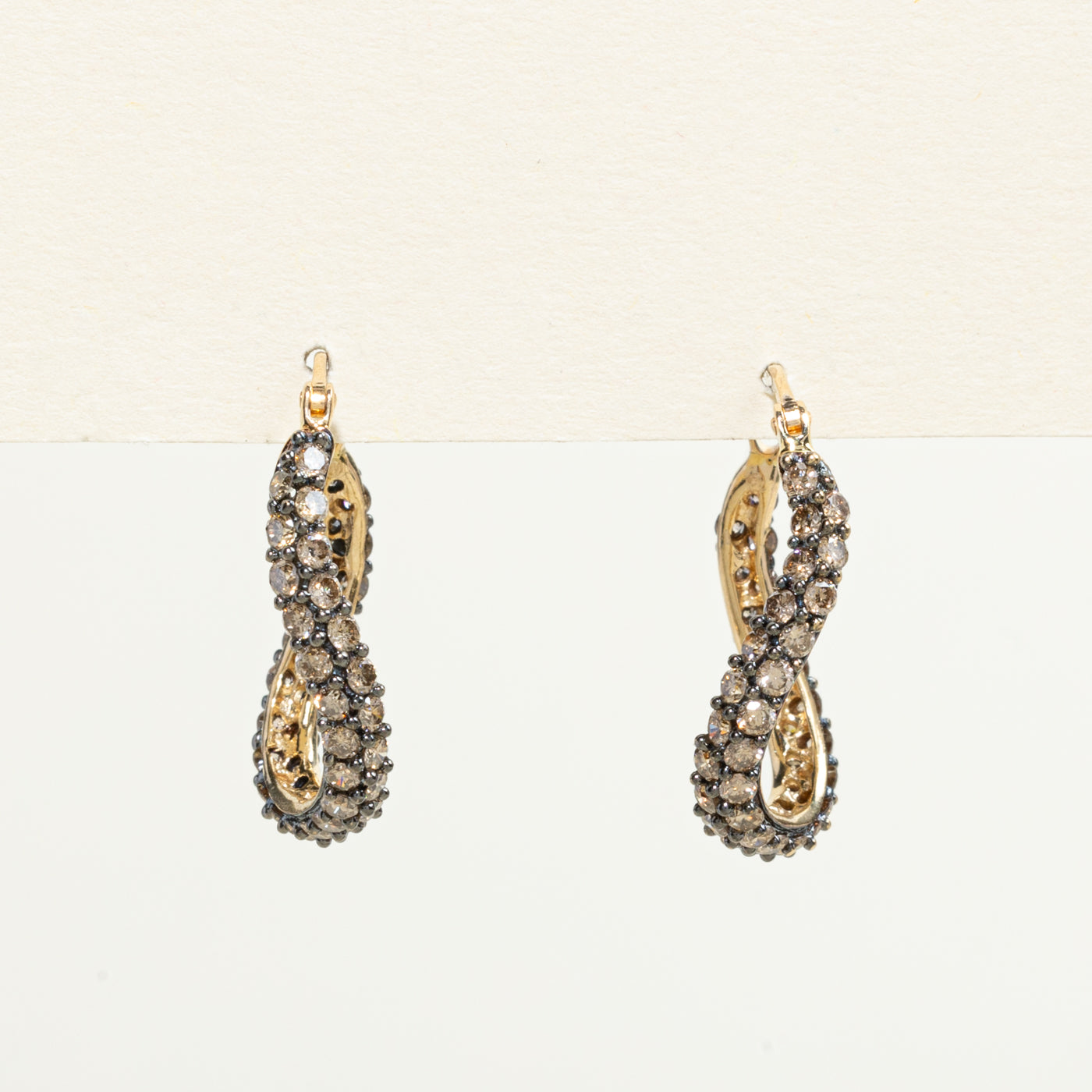 14K Yellow Gold Diamond Wavy Hoop Earrings | 1.98ctw
