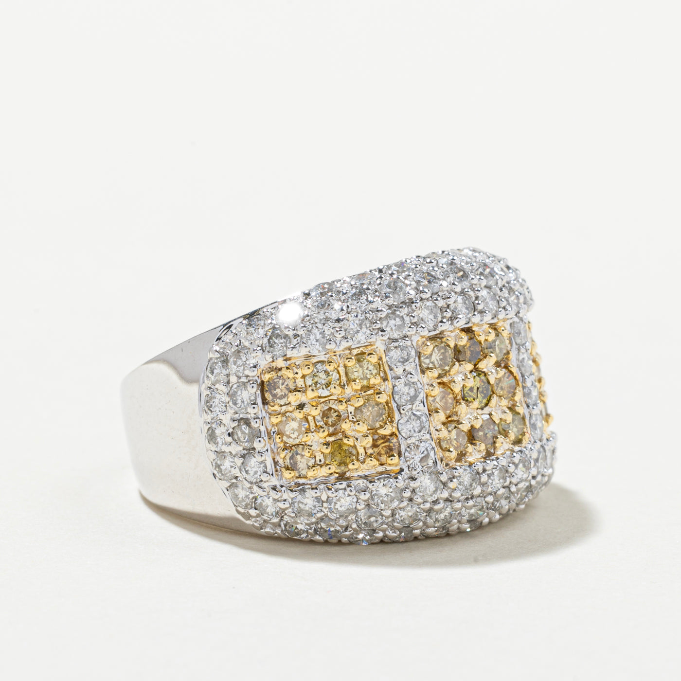 Fancy Yellow & White Diamond Grid Cocktail Ring | 2.09ctw | SZ 7