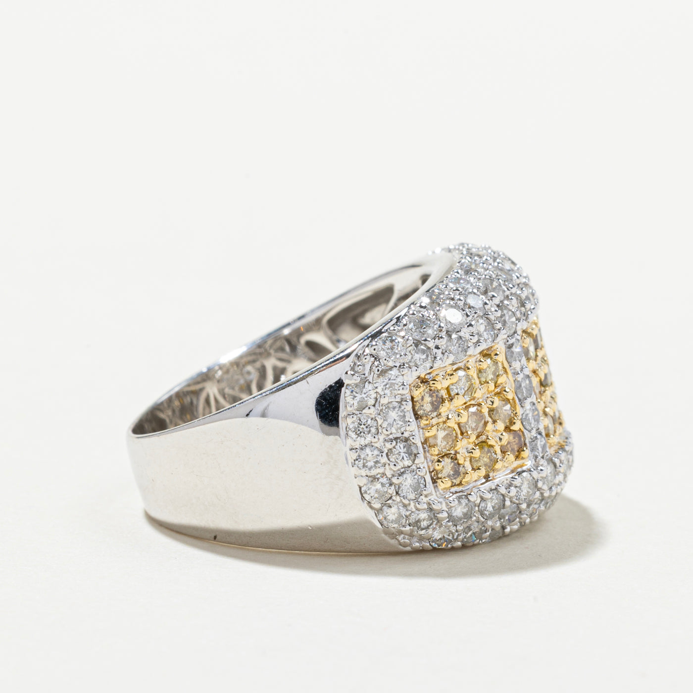 Fancy Yellow & White Diamond Grid Cocktail Ring | 2.09ctw | SZ 7