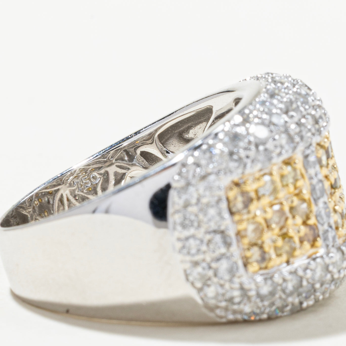Fancy Yellow & White Diamond Grid Cocktail Ring | 2.09ctw | SZ 7