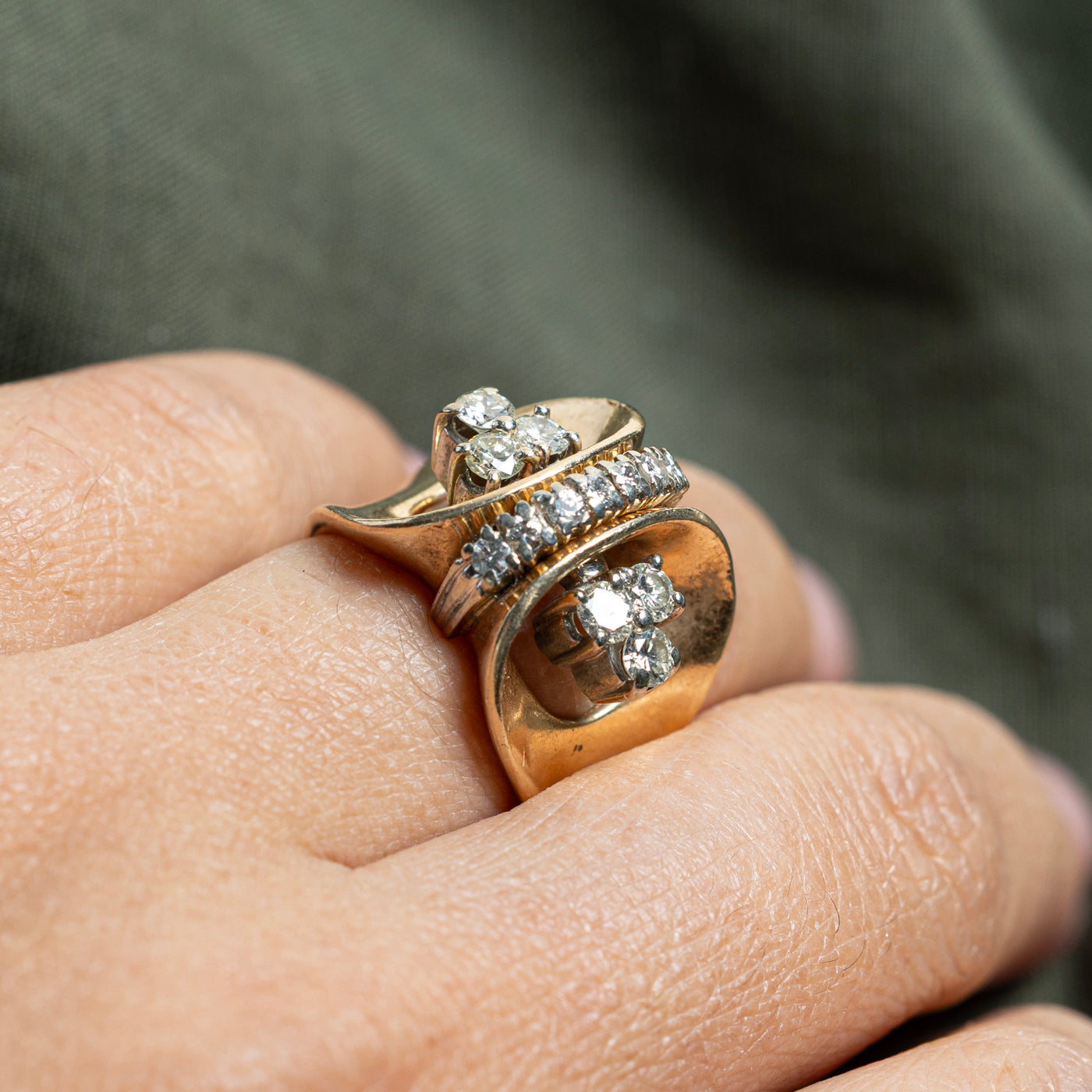 Diamond Column Cocktail Ring | 0.80ctw | SZ 6.25