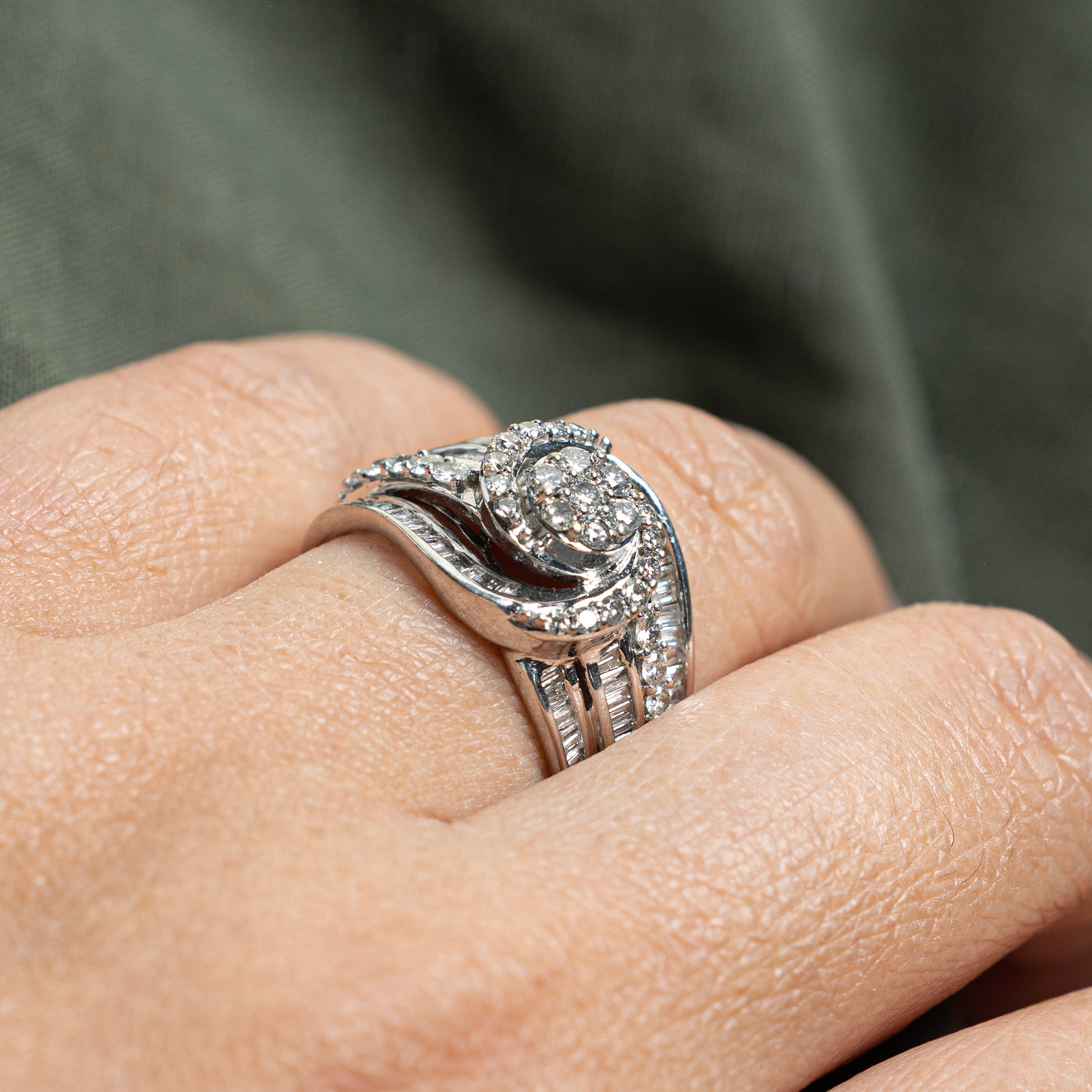 Diamond Cluster Bypass Cocktail Ring | 1.38ctw | SZ 7