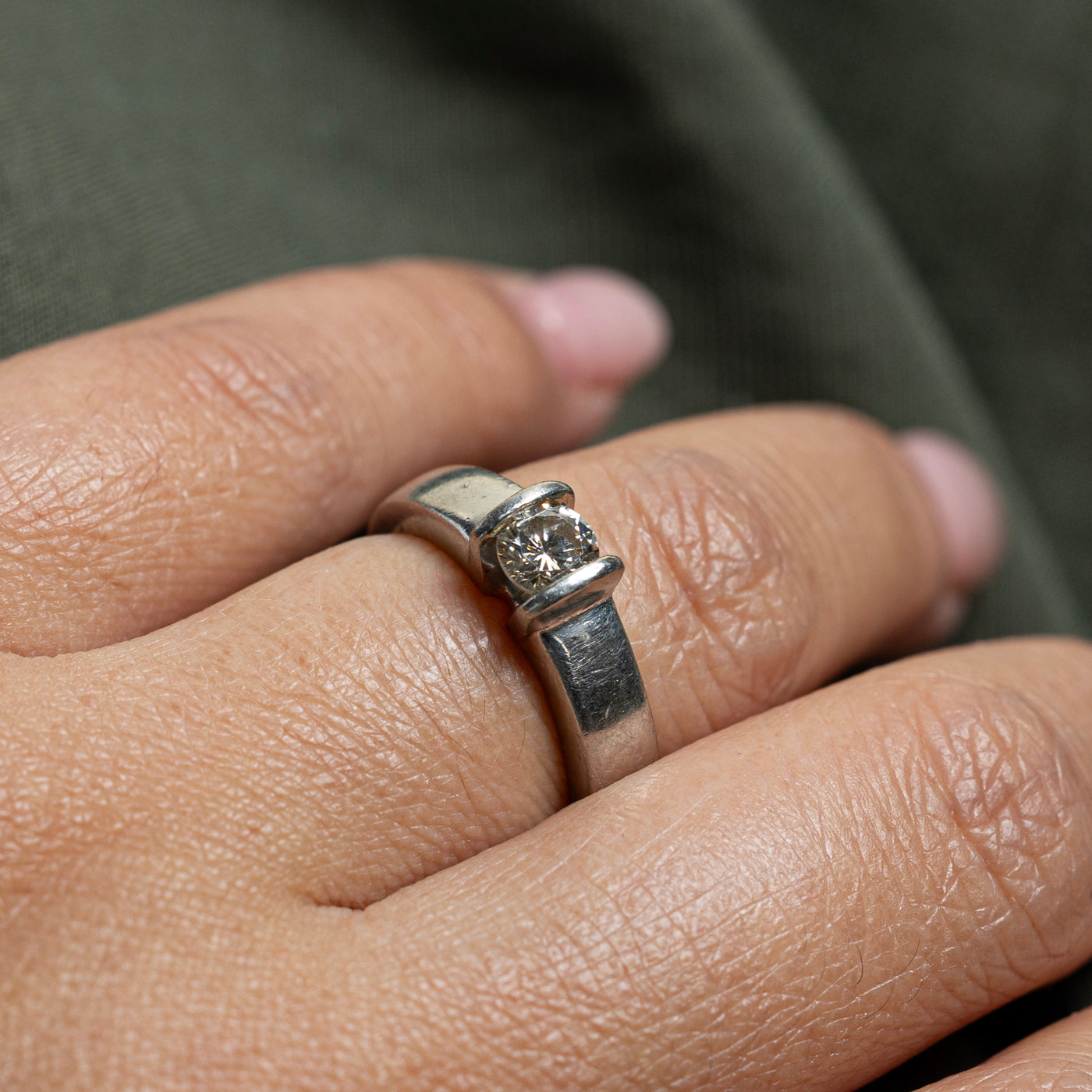 Solitaire Tension Set Diamond Ring | 0.52ct | SZ 6