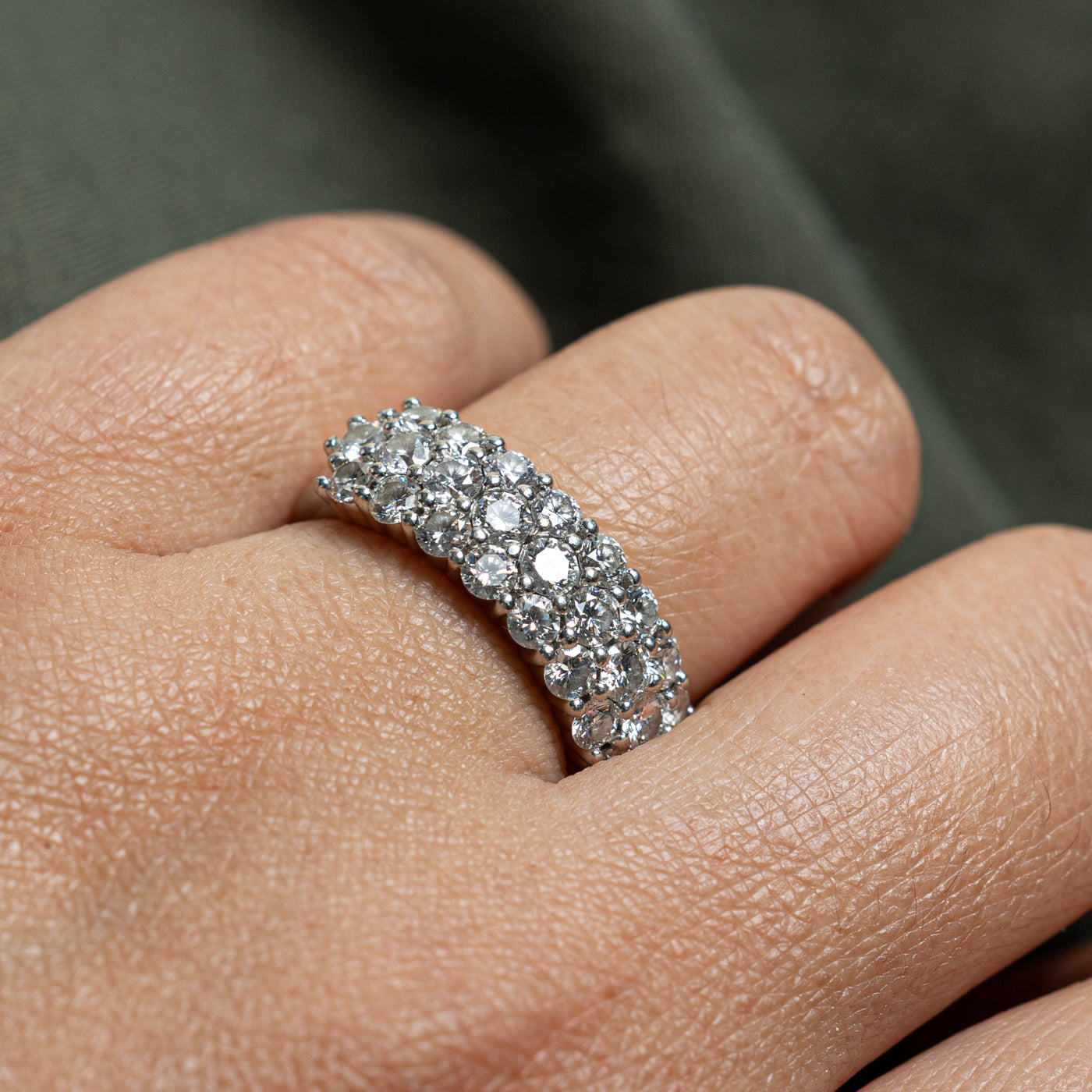 Pavé Set Triple Row Diamond Ring | 2.15ctw | SZ 6.75