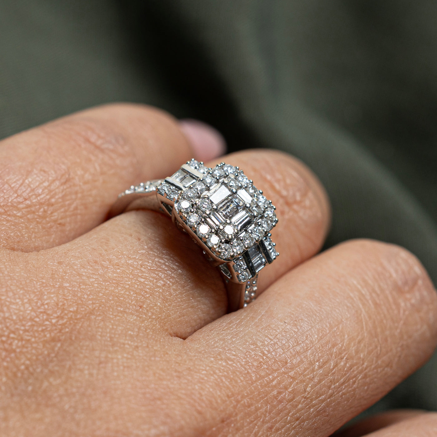 Multi Cut Diamond Cluster Cocktail Ring | 1.53ctw | SZ 7