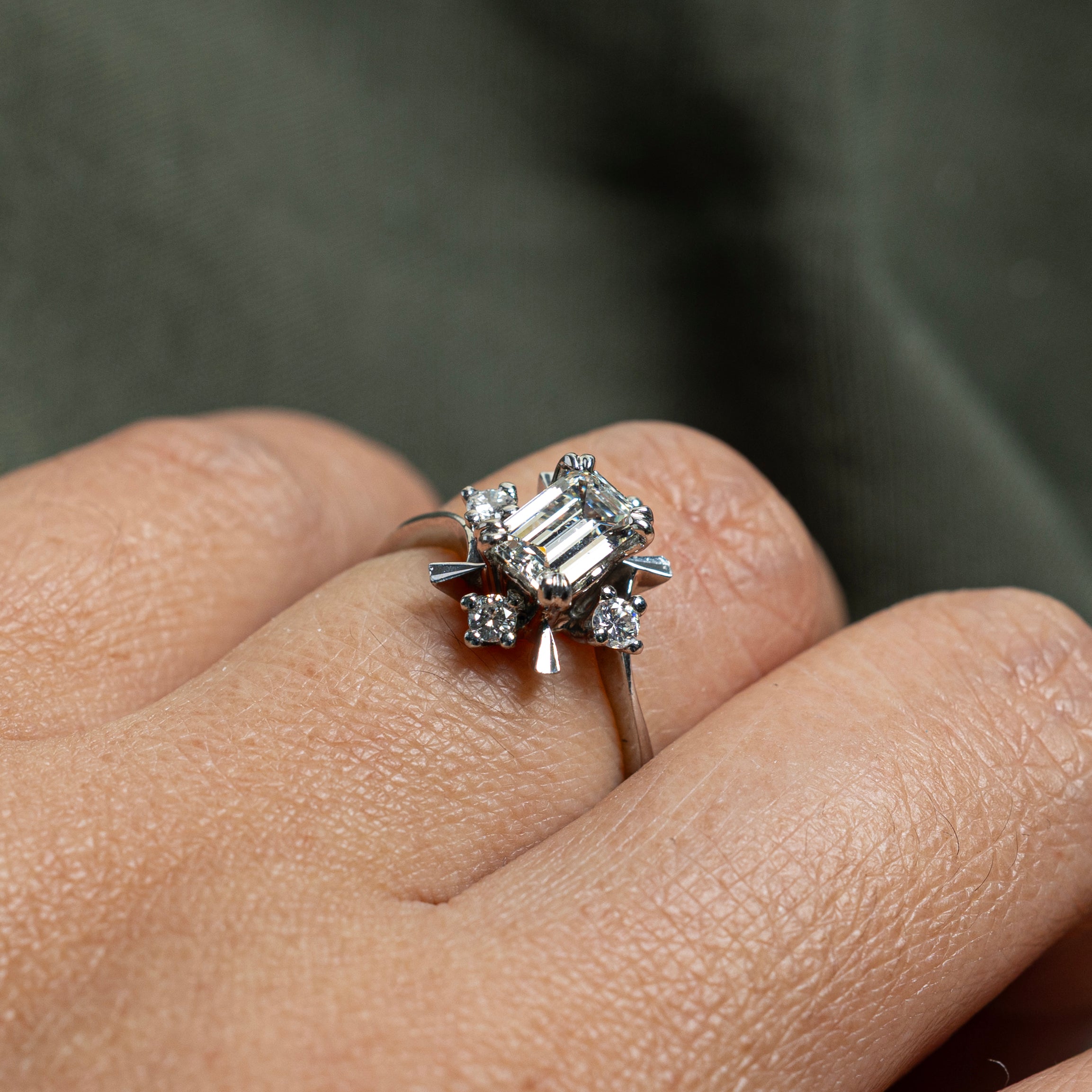 Emerald Cut Diamond Accented Engagement Ring | 1.24ctw | SZ 6