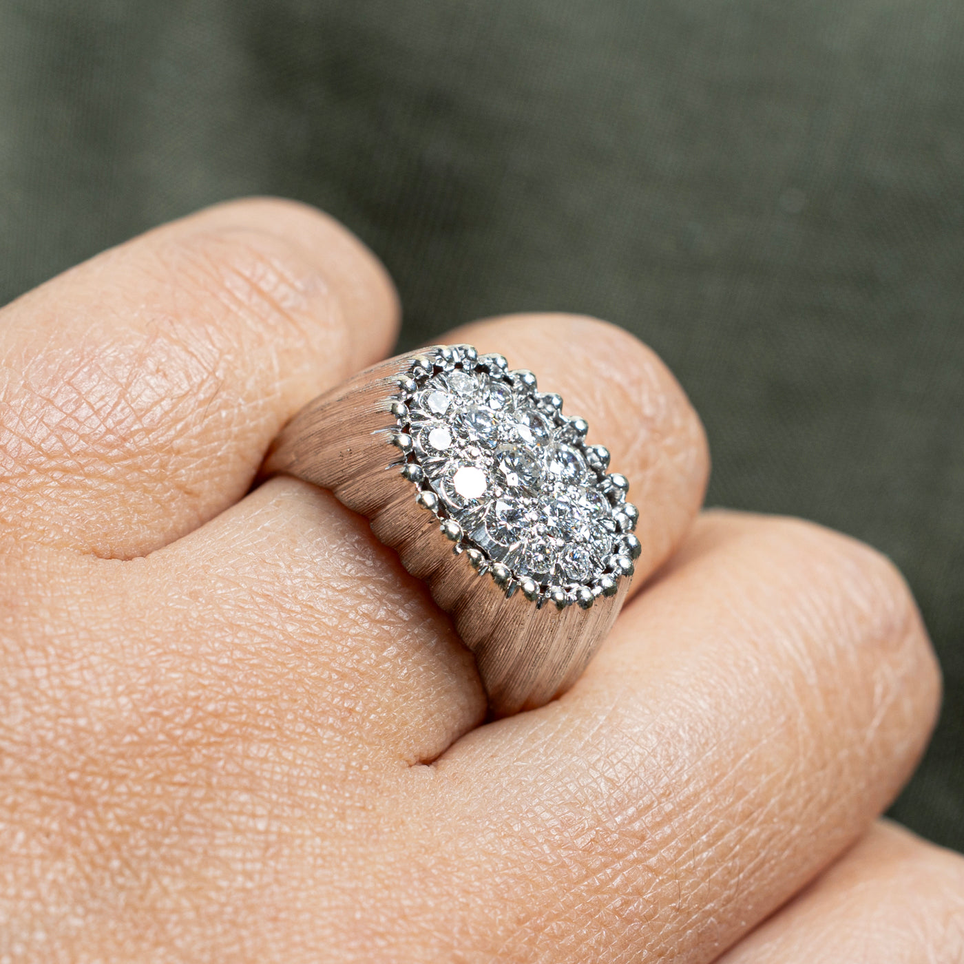 Diamond Oval Cluster Cocktail Ring | 1.25ctw | SZ 8