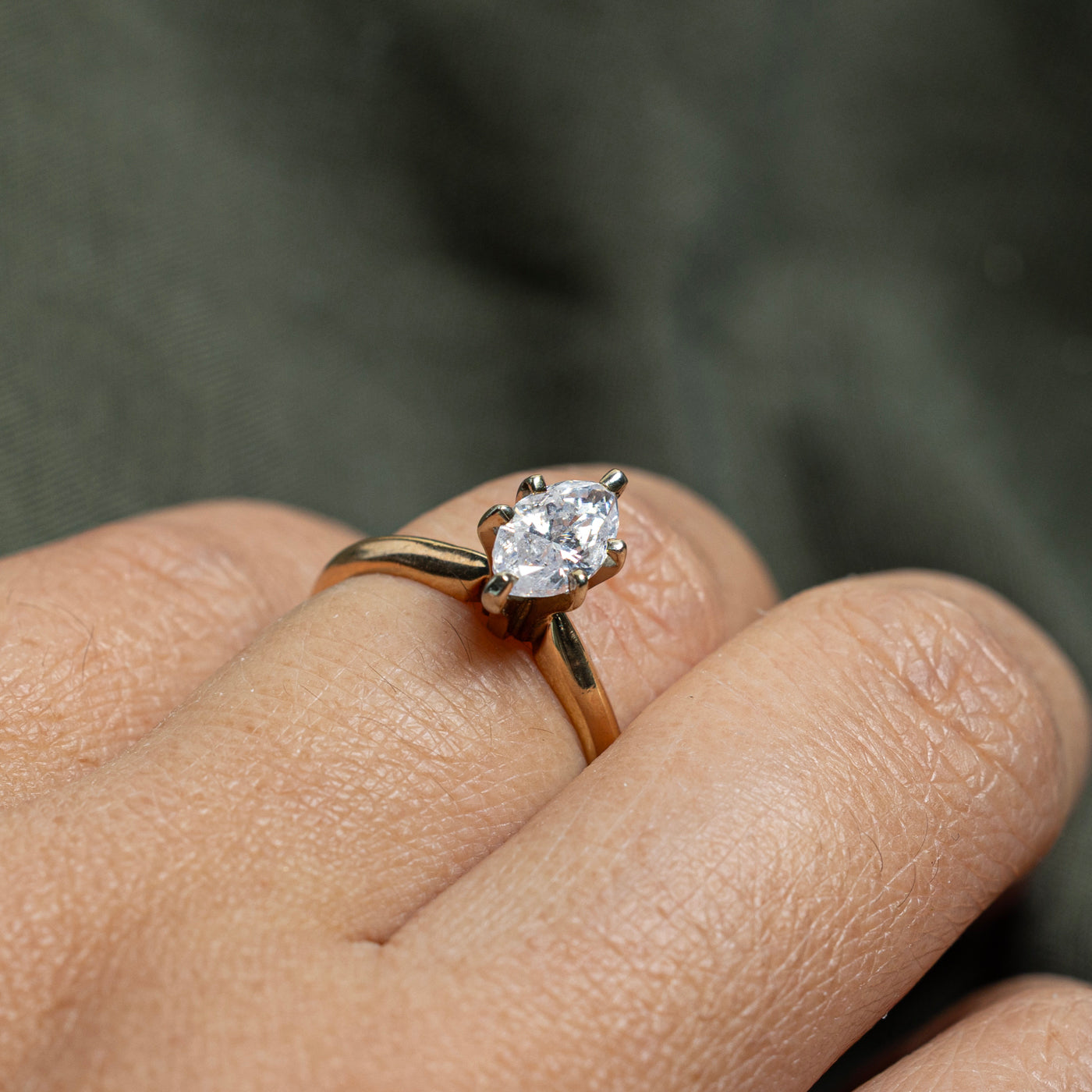 Bague de fiançailles solitaire en diamant taille marquise | 0,89 ct | Taille 6
