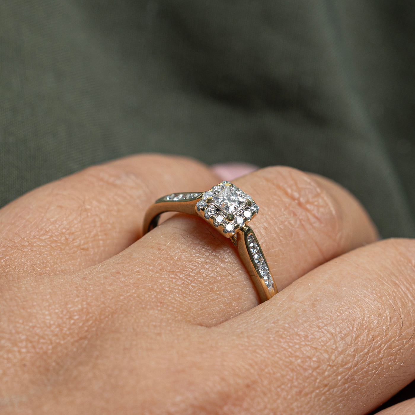 Princess Cut Diamond Halo Ring | 0.51ctw | SZ 9.25