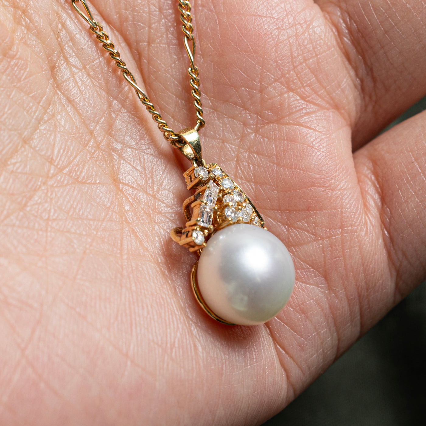 Collier de perles des mers du Sud et diamants | 11,30-12,00 mm, 0,25 ct | 43 cm