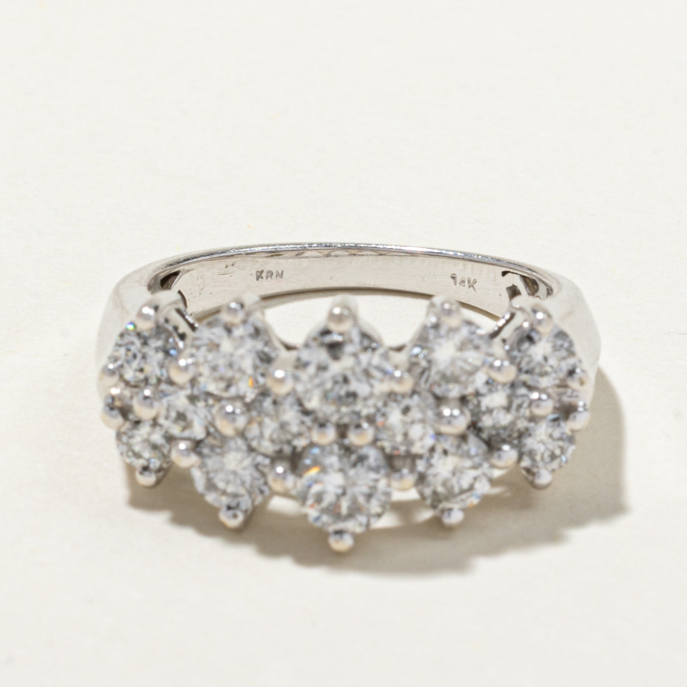 Bague triple rangée de diamants | 2,01 ct | Taille 7