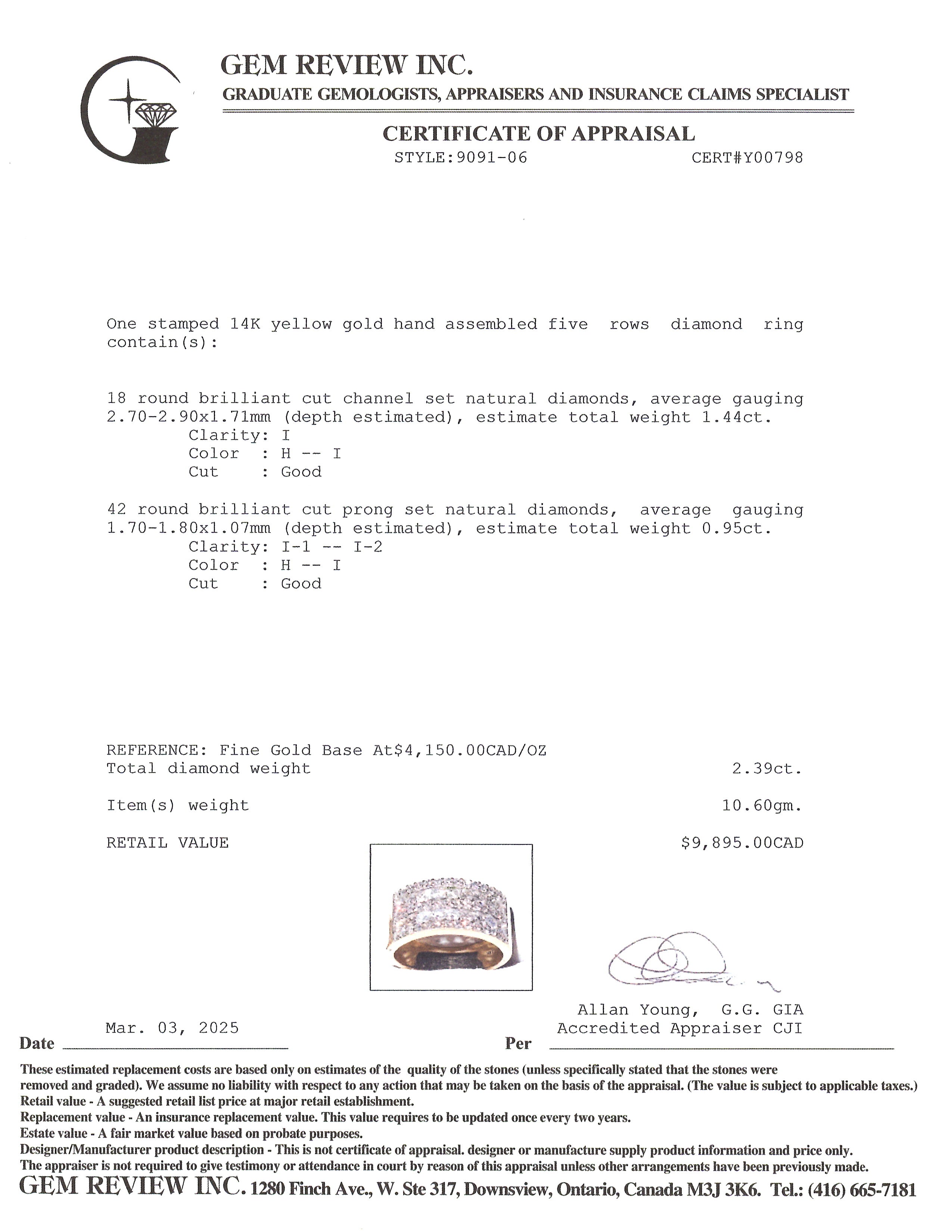 Five Row Diamond Band | 2.39ctw | SZ 12.25