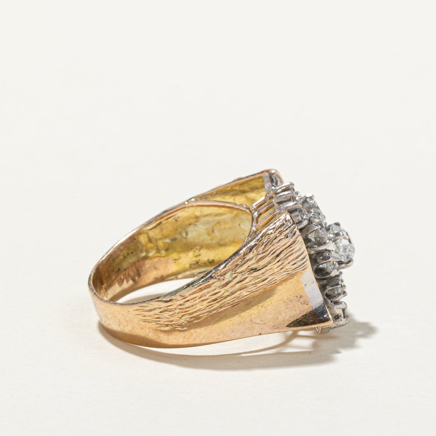 Bague imposante sertie de diamants taille ancienne européenne | 1,39 ct | Taille 8