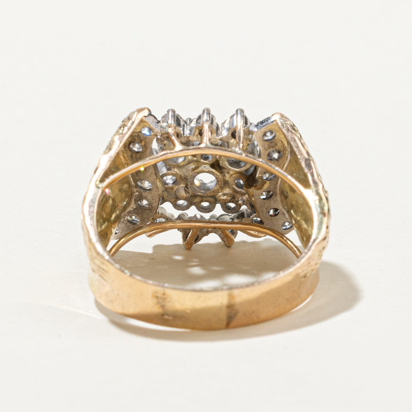Bague imposante sertie de diamants taille ancienne européenne | 1,39 ct | Taille 8