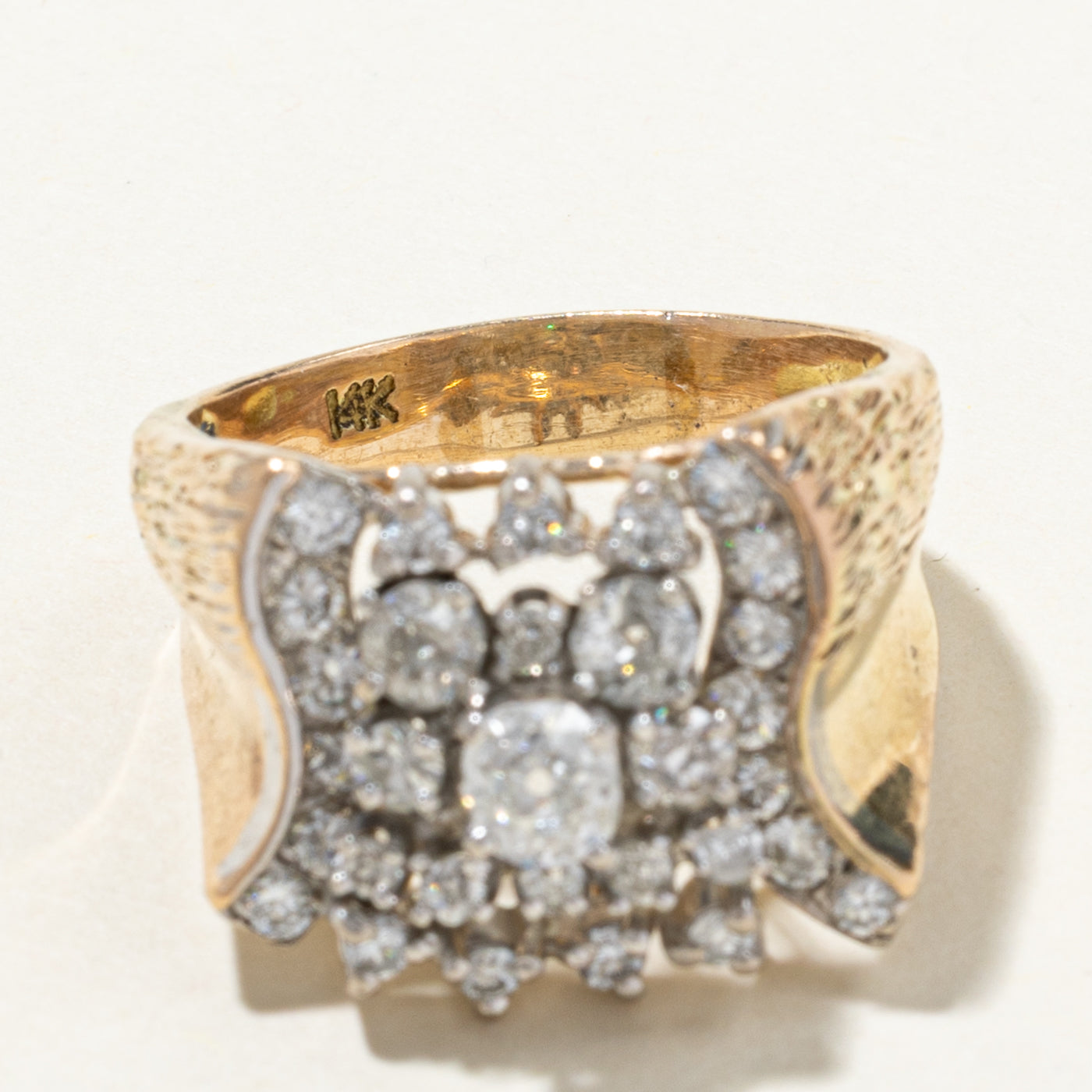 Bague imposante sertie de diamants taille ancienne européenne | 1,39 ct | Taille 8